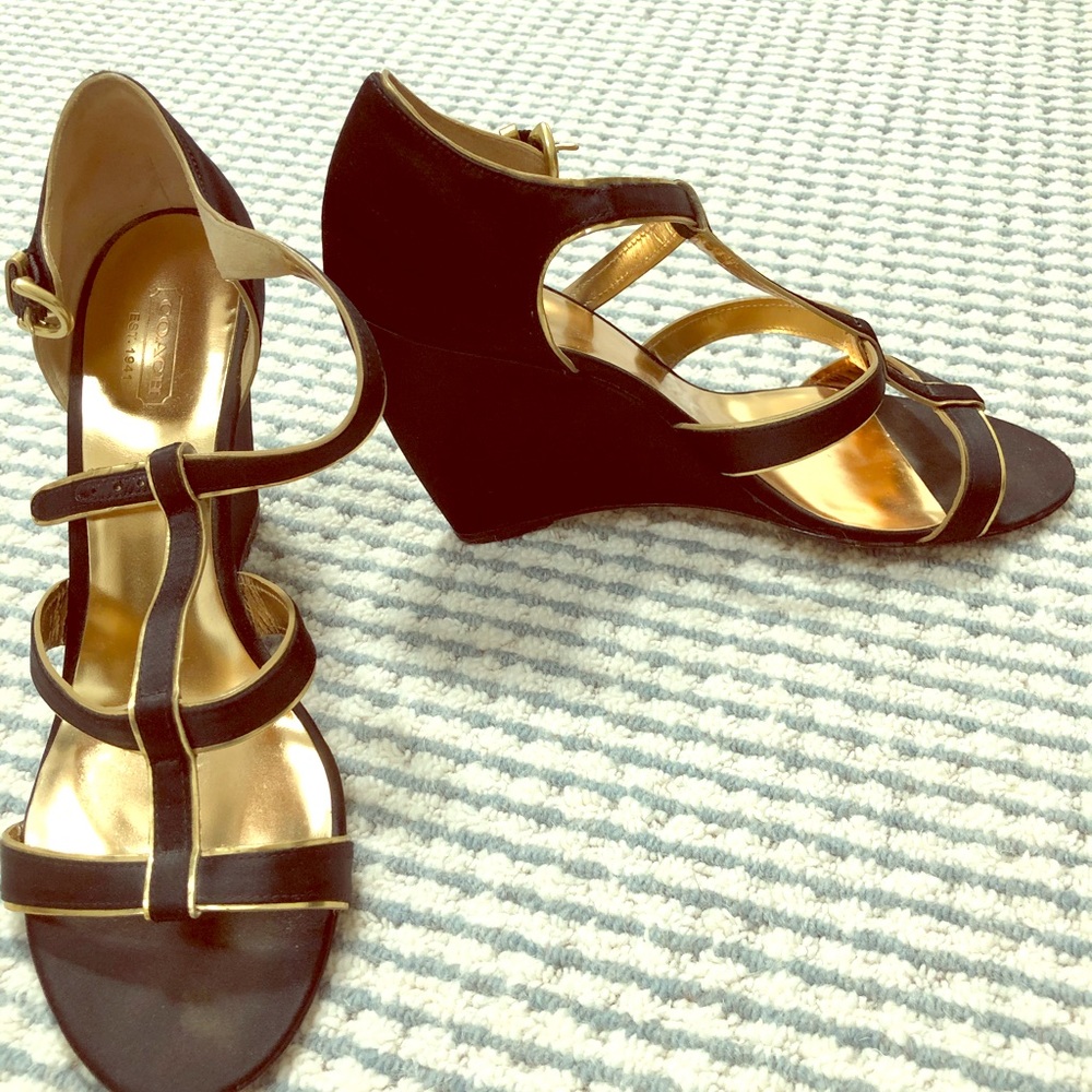 Coach satin and gold shoes size 9.5